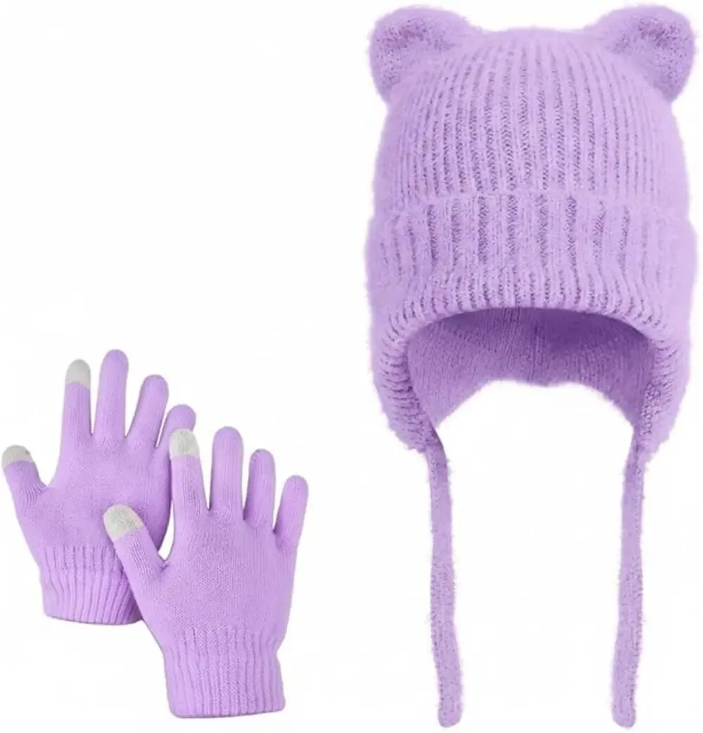 Kids Winter Hat Glove Set for Boys and Girls
